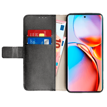 Just in Case Pu-Couro Book Capa Preto Motorola Edge 40 Pro