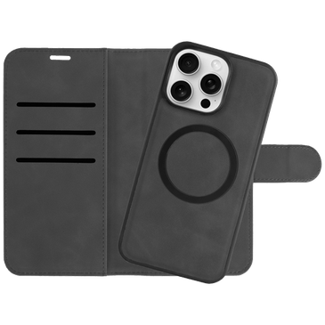 Just in Case Uitneembare Pu-Couro Book Capa Preto Apple iPhone 15 Pro