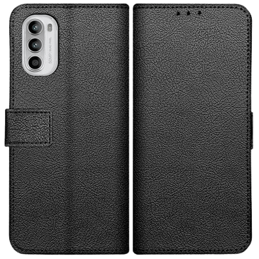 Just in Case Book Case Couro-PU Preto Motorola Moto G52