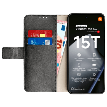 Just in Case PU-Couro Book Capa Preto Xiaomi 15T Pro