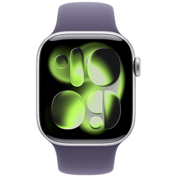 Apple Watch Series 11 42mm Prata (Bracelete De Borracha Roxa M/L)