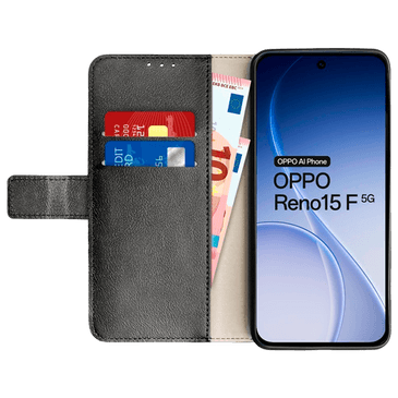 Just in Case PU-Couro Book Capa Preto OPPO Reno15 F 5G