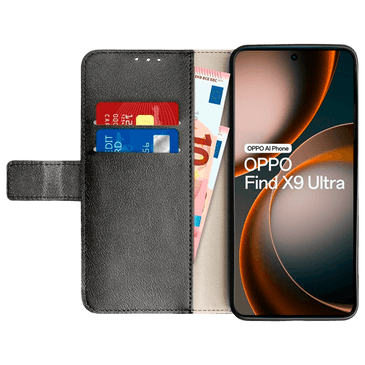 Just in Case PU-Couro Book Capa Preto OPPO Find X9 Ultra