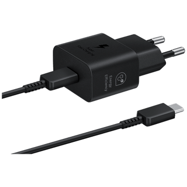 Samsung USB-C Carregador Rápido 25W T2510 + USB-C Cabo Preto