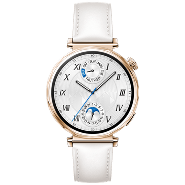 Huawei Watch GT 5 41mm Dourado (Bracelete Em Pele Branca)