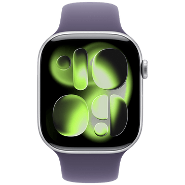 Apple Watch Series 11 46mm 5G Prata (Bracelete De Borracha Roxa M/L)