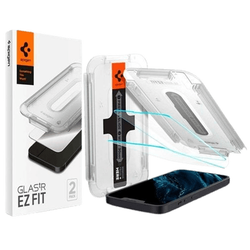 Spigen EZ Fit Protector De Ecrã Transparente De Vidro Temperado com Estrutura De Montagem Apple iPhone 13/13 Pro/14/16e/17e 2-Pack