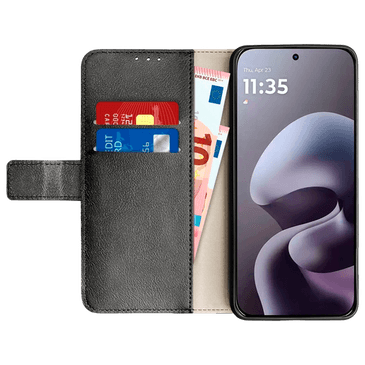 Just in Case PU-Couro Book Capa Preto Motorola Moto G67/G77/G87