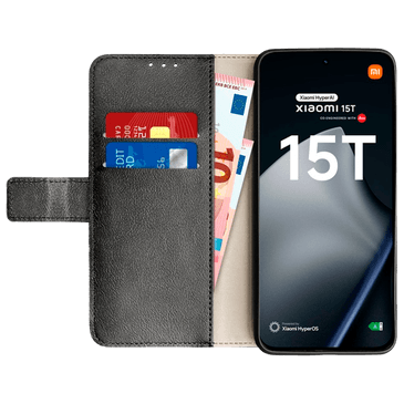Just in Case PU-Couro Book Capa Preto Xiaomi 15T