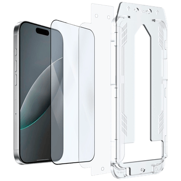 Just in Case Protector De Ecrã Transparente De Vidro Temperado com Estrutura De Montagem Apple iPhone 16 Pro/17/17 Pro