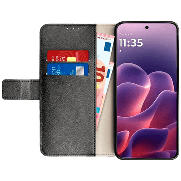 Just in Case PU-Couro Book Capa Preto Motorola Edge 70 Fusion