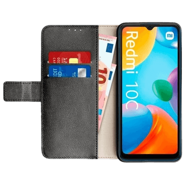 Just in Case Book Case Couro-PU Preto Xiaomi Redmi 10C