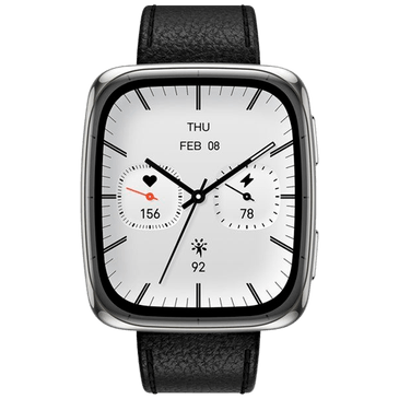Amazfit Active 2 Square Prata (Correia De Couro Preta)
