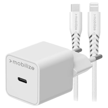 Mobilize USB-C Carregador Rápido 20W + USB-C-Lightning Cabo Branco