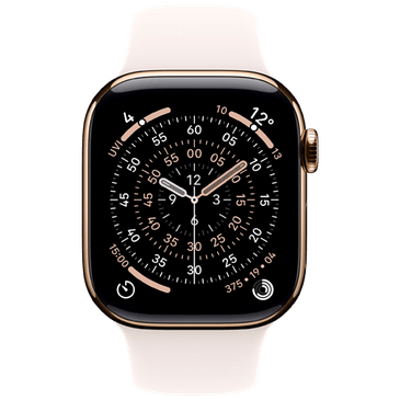 Apple Watch Series 11 42mm 5G Dourado Titanium (Rosa Claro Bracelete De Borracha M/L)
