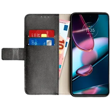 Just in Case Book Case Couro-PU Preto Motorola Edge 30 Pro