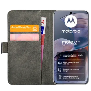 Mobilize Pu-Couro Book Capa Preto Motorola Moto G55 5G