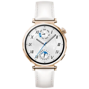 Huawei Watch GT 5 41mm Dourado (Bracelete Em Pele Branca)