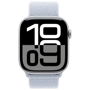 Apple Watch Series 10 46mm Prata (Bracelete De Nylon Azul Claro)