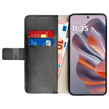 Just in Case PU-Couro Book Capa Preto Motorola Edge 60 Neo