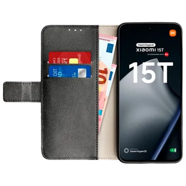 Just in Case PU-Couro Book Capa Preto Xiaomi 15T