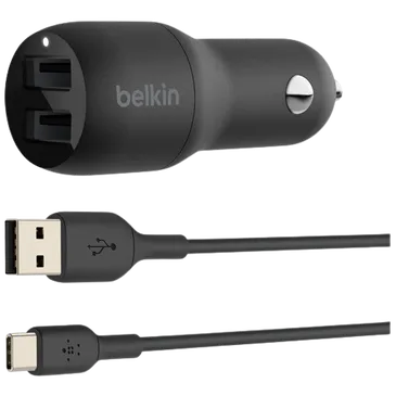 Belkin Boost Charge Carregador Rápido Dual USB 12W + Cabo USB-C Preto