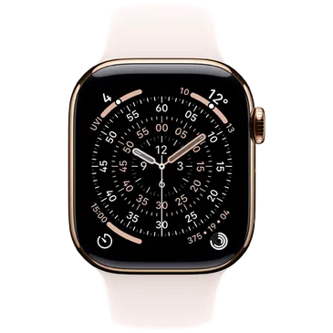 Apple Watch Series 11 42mm 5G Dourado Titanium (Rosa Claro Bracelete De Borracha S/M)