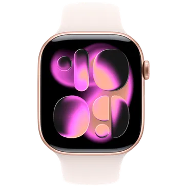Apple Watch Series 11 46mm Dourado (Rosa Claro Bracelete De Borracha S/M)
