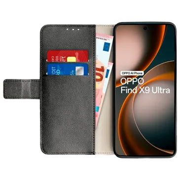 Just in Case PU-Couro Book Capa Preto OPPO Find X9 Ultra