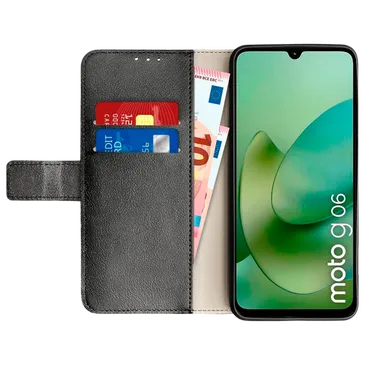 Just in Case PU-Couro Book Capa Preto Motorola Moto G06/G06 Power