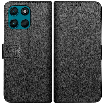 Just in Case PU-Couro Book Capa Preto Motorola Moto G57/G57 Power/G67 Power