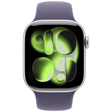 Apple Watch Series 11 42mm Prata (Bracelete De Borracha Roxa M/L)