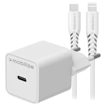 Mobilize USB-C Carregador Rápido 20W + USB-C-Lightning Cabo Branco