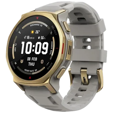 Amazfit T-Rex 3 Pro 44mm Dourado (Correia De Silicone Cinzenta)