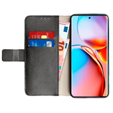 Just in Case Pu-Couro Book Capa Preto Motorola Edge 40 Pro