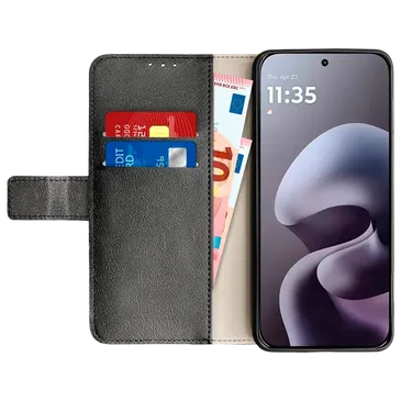 Just in Case PU-Couro Book Capa Preto Motorola Moto G67/G77/G87