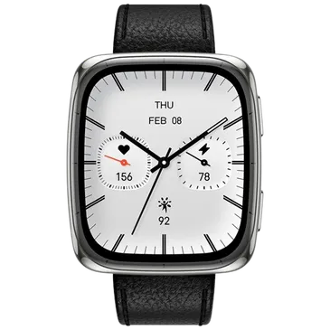 Amazfit Active 2 Square Prata (Correia De Couro Preta)