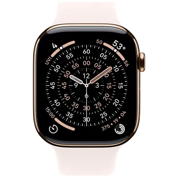 Apple Watch Series 11 46mm 5G Dourado Titanium (Rosa Claro Bracelete De Borracha M/L)