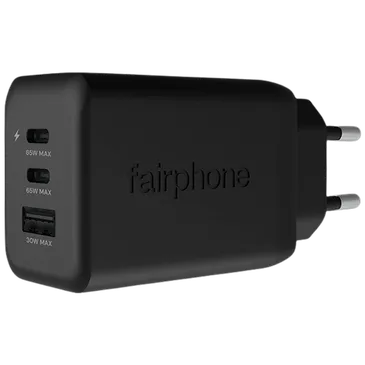 Fairphone Dual USB-C + USB Carregador Rápido 65W Preto