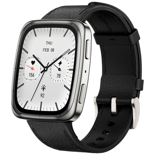 Amazfit Active 2 Square Prata (Correia De Couro Preta)