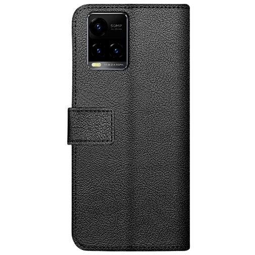 Just in Case Book Case Couro-PU Preto Vivo Y33S