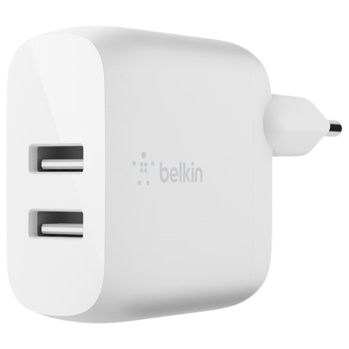 Belkin Boost Charger Dual USB Carregador Rápido 24W + Cabo Lightning Branco