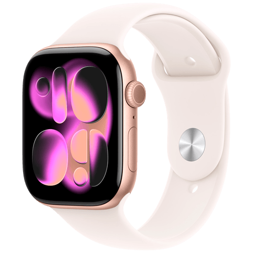 Apple Watch Series 11 46mm Dourado (Rosa Claro Bracelete De Borracha M/L)