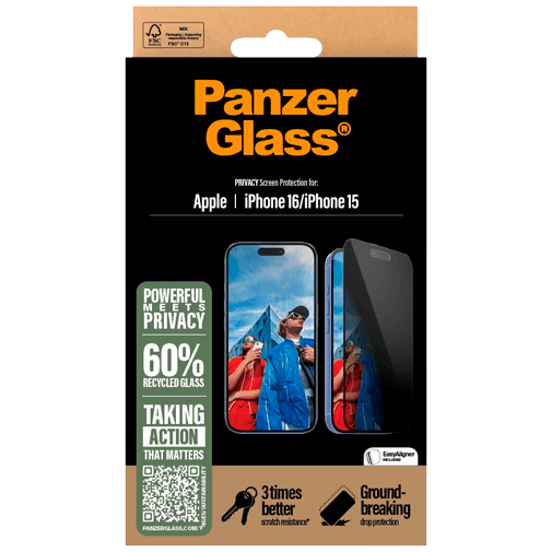 Panzerglass Vidro Temperado Privacy Protetor De Ecrã Apple iPhone 16