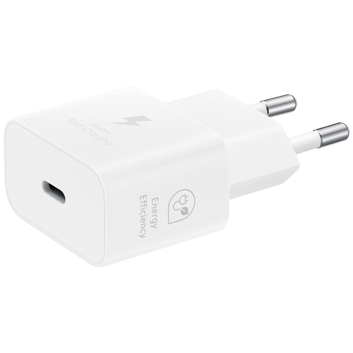 Samsung USB-C Carregador Rápido 25W T2510 + USB-C Cabo Branco