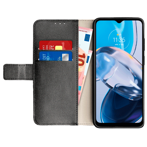 Just in Case Pu-Couro Book Capa Preto Motorola Moto E22 / E22i