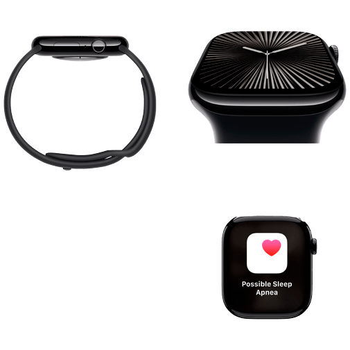 Apple Watch Series 10 4G 46mm Preto (Bracelete De Borracha Preta M/L)