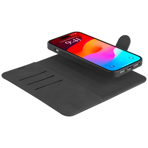 Just in Case Uitneembare Pu-Couro Book Capa Preto Apple iPhone 15 Pro