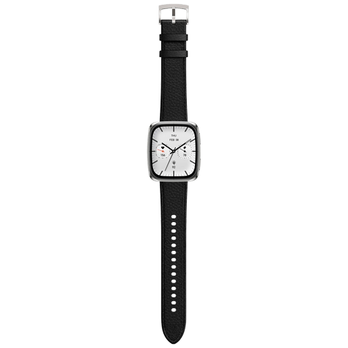 Amazfit Active 2 Square Prata (Correia De Couro Preta)