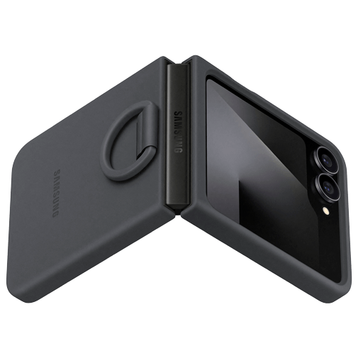 Samsung Silicone Back Cover com Anel Preto Samsung Galaxy Z Flip 6/Flip 7 FE